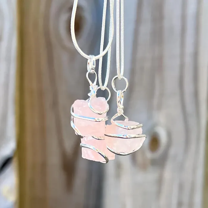 Magic Crystals Necklaces Rose Quartz Stone Pendant Necklace