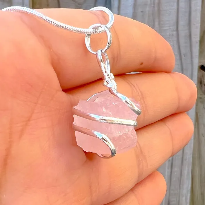Magic Crystals Necklaces Rose Quartz Stone Pendant Necklace
