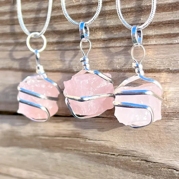 Magic Crystals Necklaces Rose Quartz Stone Pendant Necklace