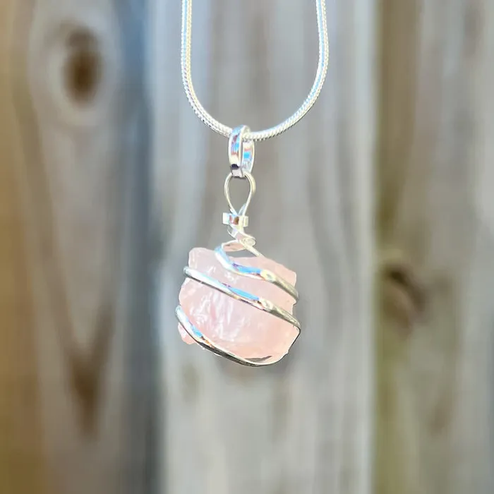Magic Crystals Necklaces Rose Quartz Stone Pendant Necklace