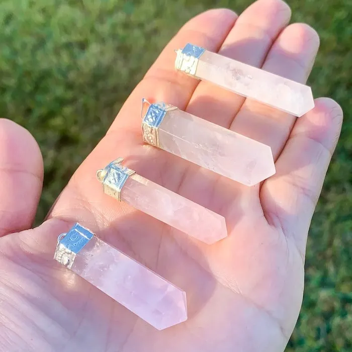 Magic Crystals Necklaces Rose Quartz Stone Pendant Necklace