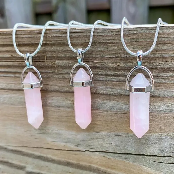 Magic Crystals Necklaces Rose Quartz Stone Pendant Necklace