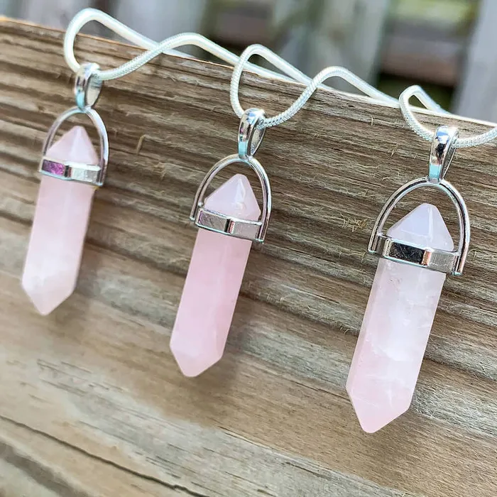 Magic Crystals Necklaces Rose Quartz Stone Pendant Necklace