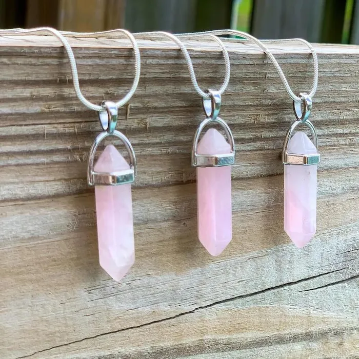 Magic Crystals Necklaces Rose Quartz Stone Pendant Necklace