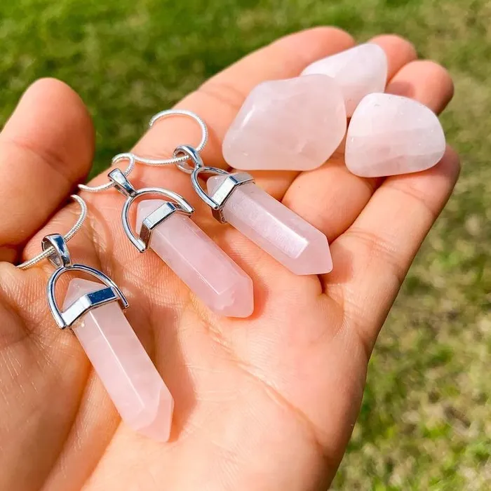 Magic Crystals Necklaces Rose Quartz Stone Pendant Necklace