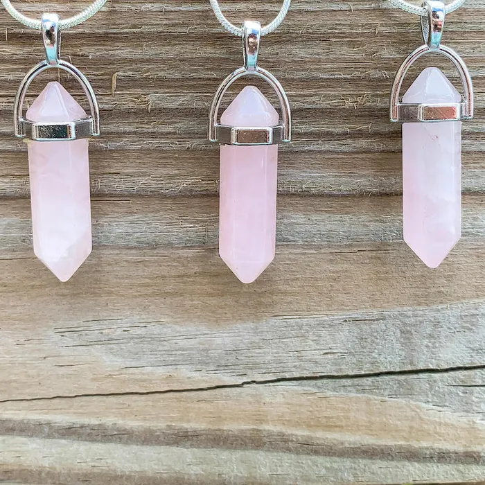 Magic Crystals Necklaces Rose Quartz Stone Pendant Necklace