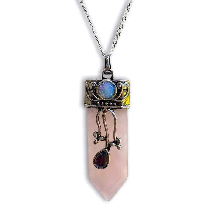 Magic Crystals Necklaces Rose Quartz Stone Pendant Necklace