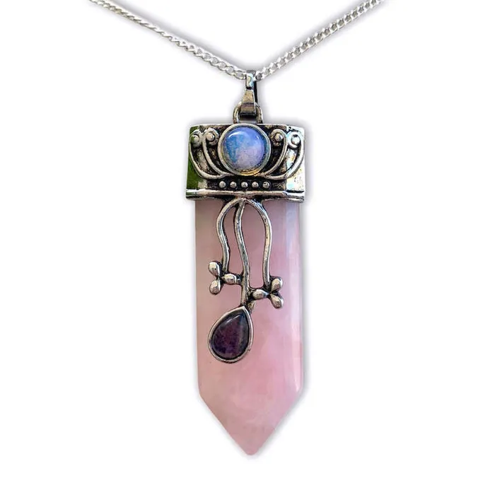 Magic Crystals Necklaces Rose Quartz Stone Pendant Necklace