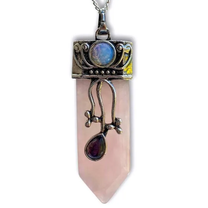 Magic Crystals Necklaces Rose Quartz Stone Pendant Necklace