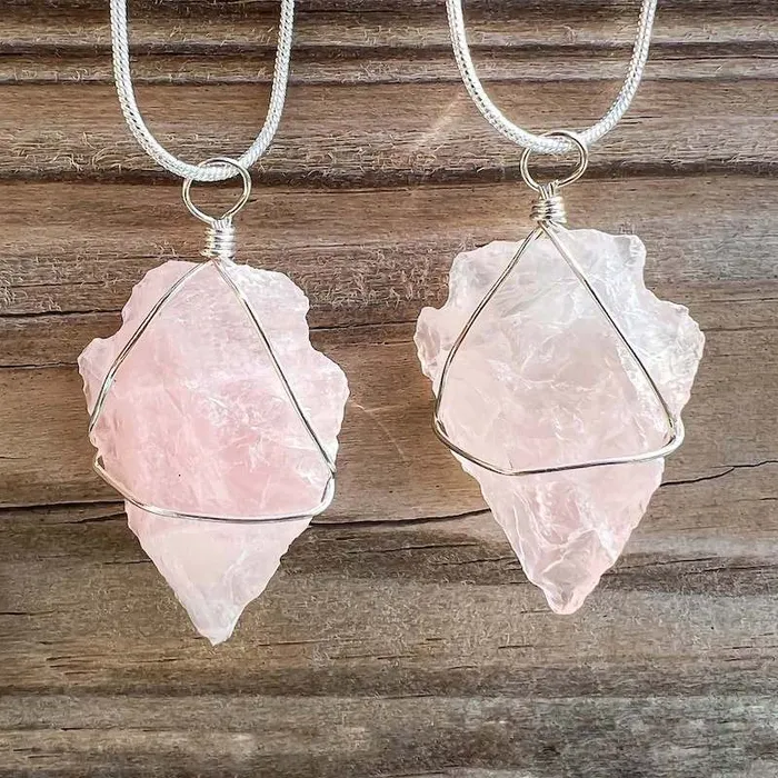 Magic Crystals Necklaces Rose Quartz Stone Pendant Necklace