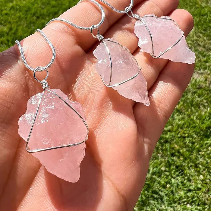 Magic Crystals Necklaces Rose Quartz Stone Pendant Necklace