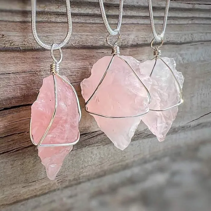 Magic Crystals Necklaces Rose Quartz Stone Pendant Necklace