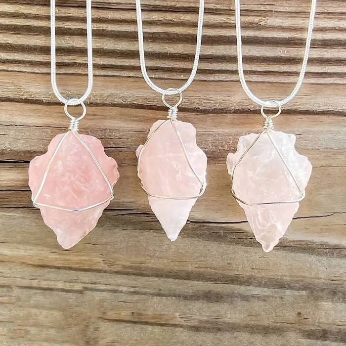 Magic Crystals Necklaces Rose Quartz Stone Pendant Necklace