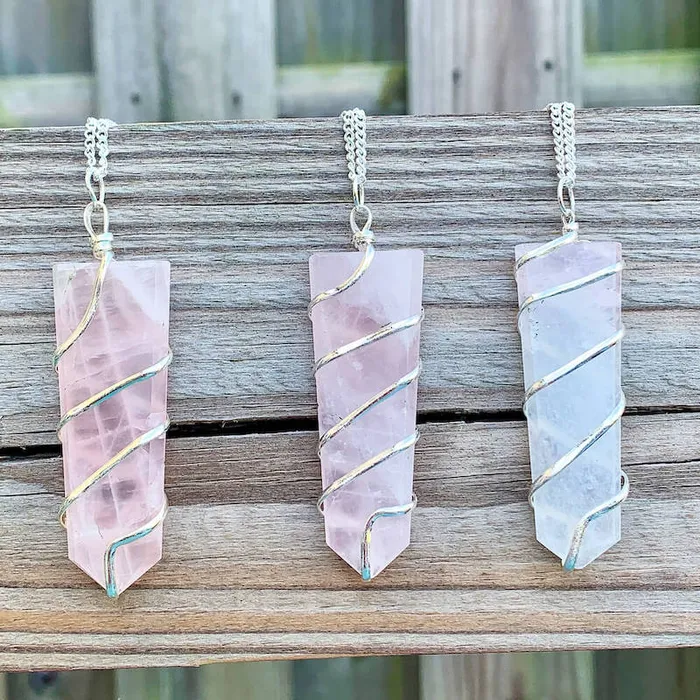 Magic Crystals Necklaces Rose Quartz Stone Pendant Necklace
