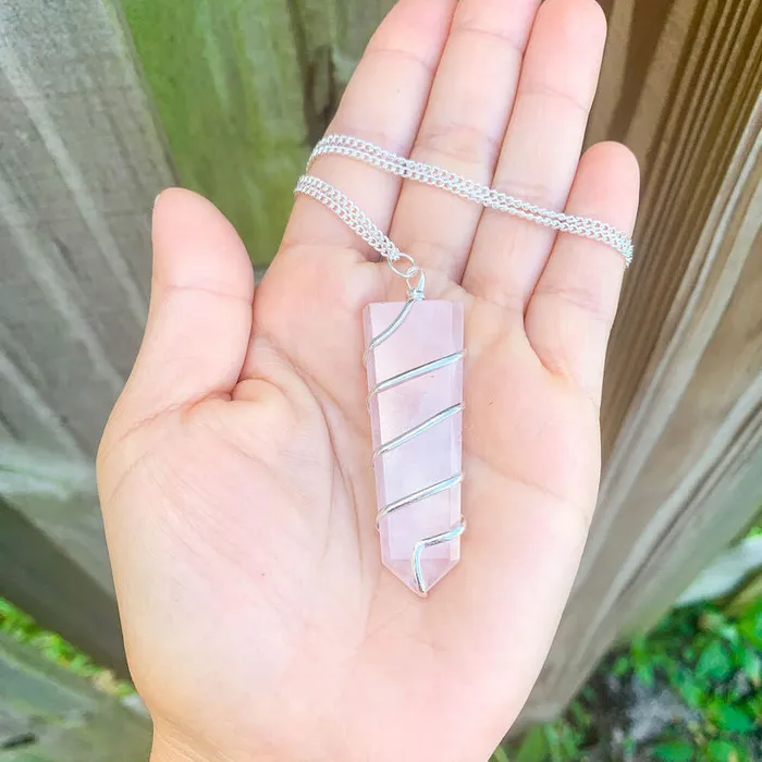 Magic Crystals Necklaces Rose Quartz Stone Pendant Necklace