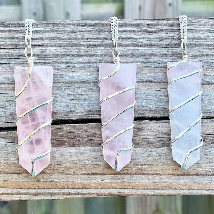 Magic Crystals Necklaces Rose Quartz Stone Pendant Necklace