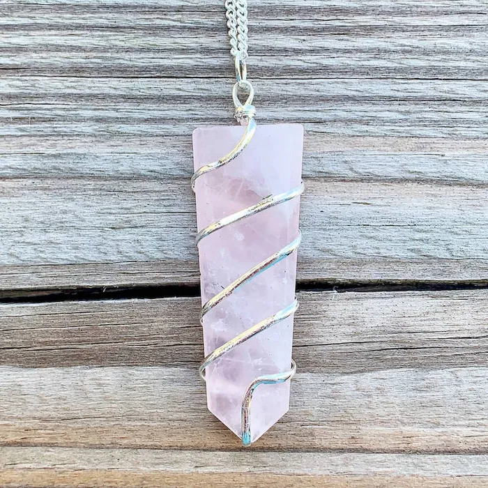 Magic Crystals Necklaces Rose Quartz Stone Pendant Necklace