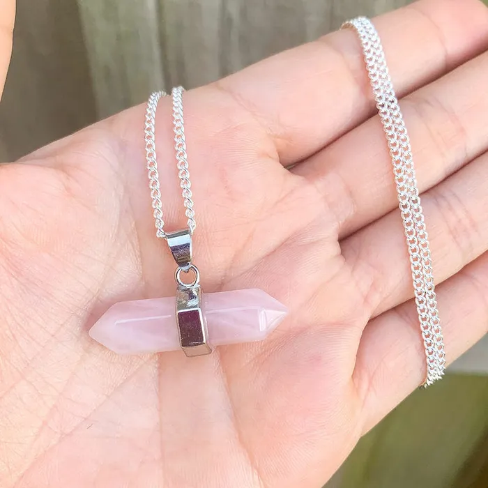 Magic Crystals Necklaces Rose Quartz Stone Pendant Necklace