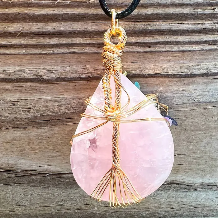 Magic Crystals Necklaces Rose Quartz Stone Pendant Necklace