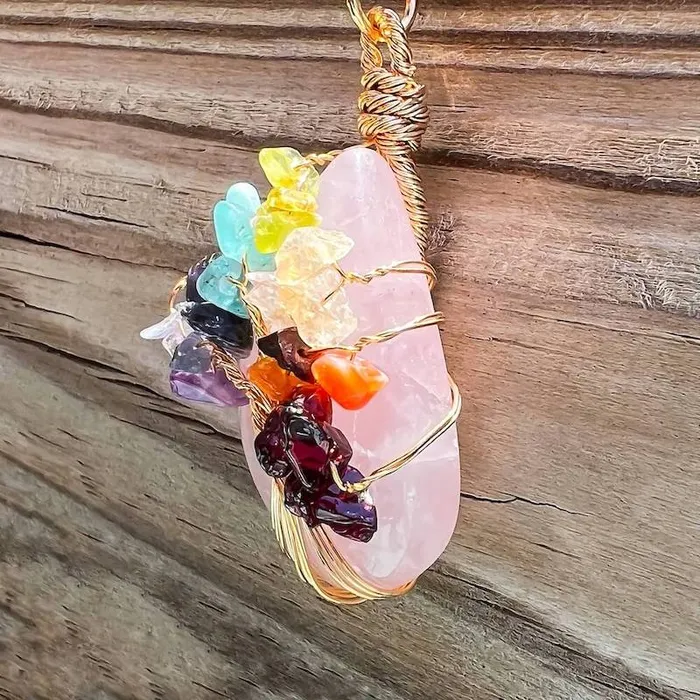Magic Crystals Necklaces Rose Quartz Stone Pendant Necklace