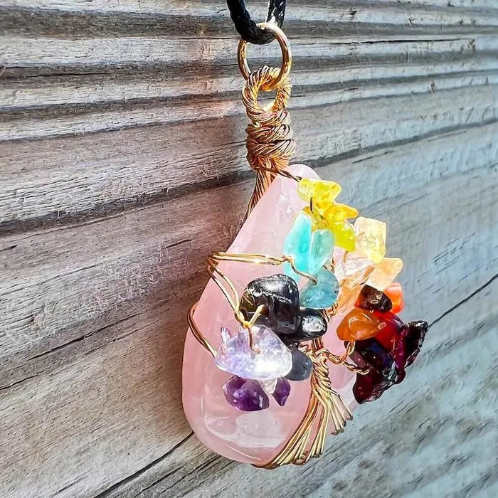Magic Crystals Necklaces Rose Quartz Stone Pendant Necklace