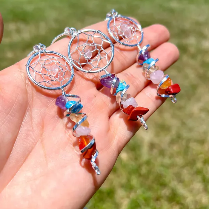Magic Crystals Necklaces Seven Chakra Infinity Dream Catcher Silver Necklace