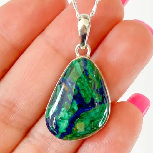 Malachite Azurite Sterling Silver Necklace Magic Crystals Necklaces