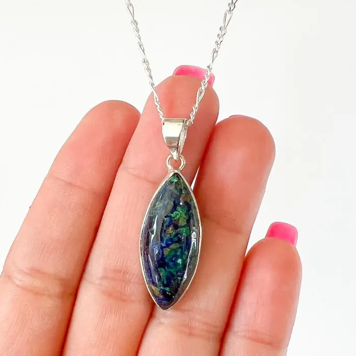 Malachite Azurite Sterling Silver Necklace Magic Crystals Necklaces