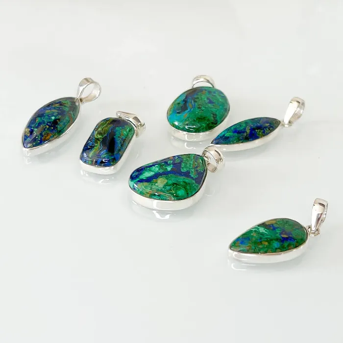 Malachite Azurite Sterling Silver Necklace Magic Crystals Necklaces
