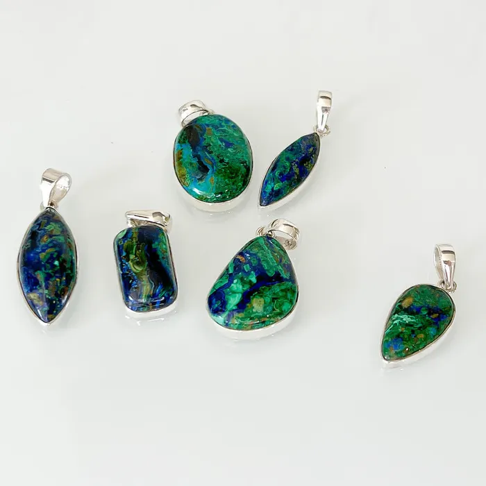 Malachite Azurite Sterling Silver Necklace Magic Crystals Necklaces