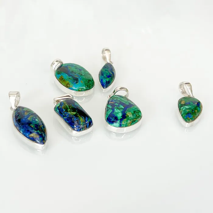 Malachite Azurite Sterling Silver Necklace Magic Crystals Necklaces