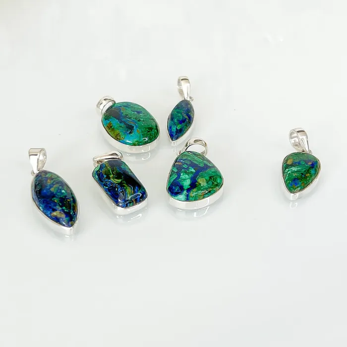 Malachite Azurite Sterling Silver Necklace Magic Crystals Necklaces