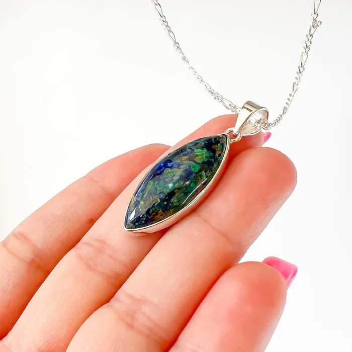 Malachite Azurite Sterling Silver Necklace Magic Crystals Necklaces