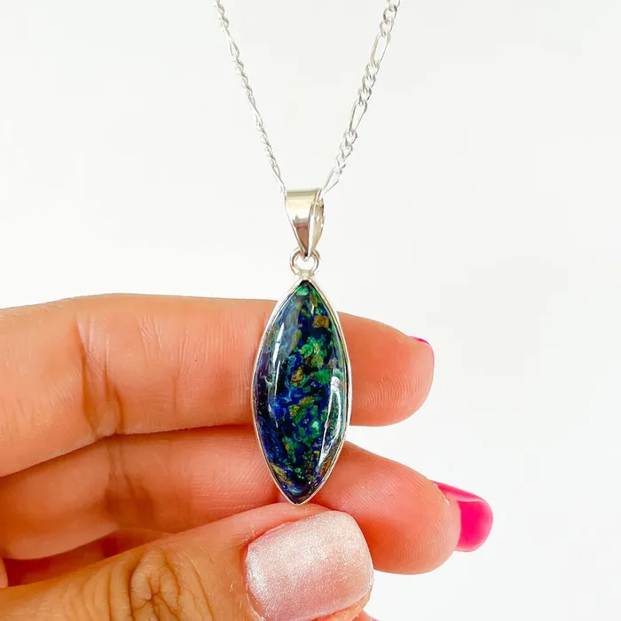 Malachite Azurite Sterling Silver Necklace Magic Crystals Necklaces