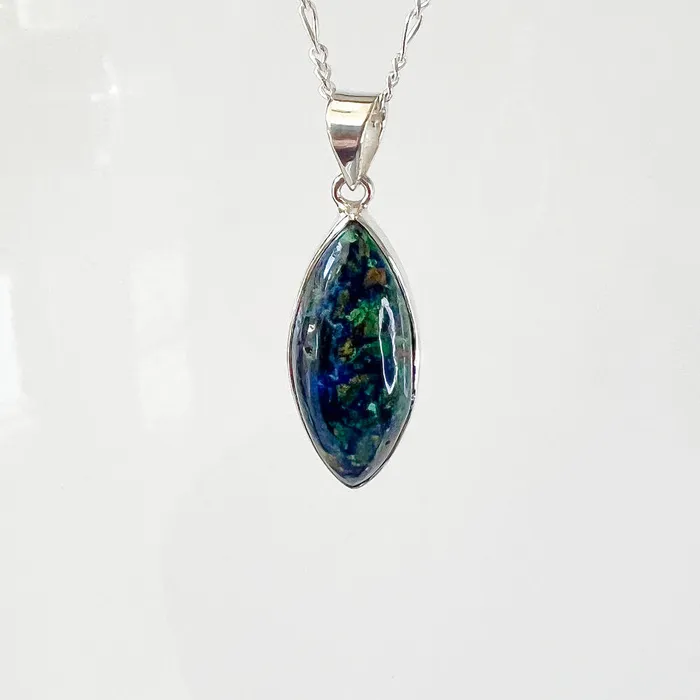 Malachite Azurite Sterling Silver Necklace Magic Crystals Necklaces