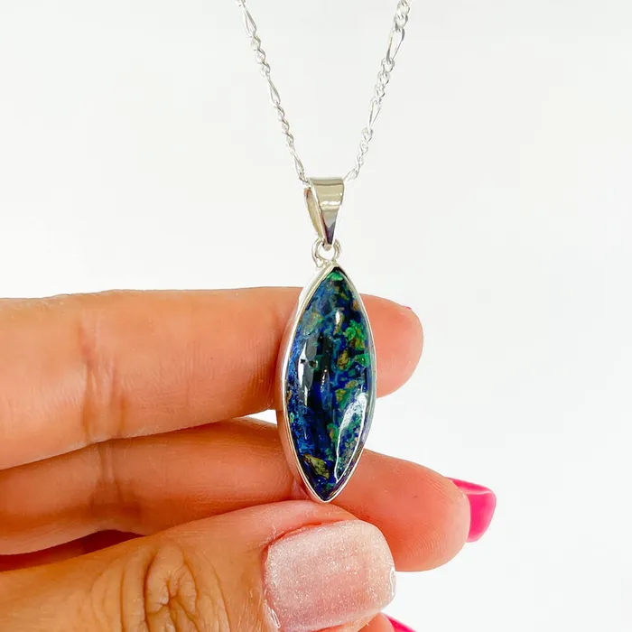 Malachite Azurite Sterling Silver Necklace Magic Crystals Necklaces