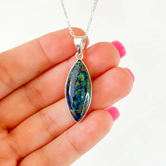Malachite Azurite Sterling Silver Necklace Magic Crystals Necklaces