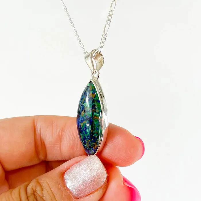 Malachite Azurite Sterling Silver Necklace Magic Crystals Necklaces