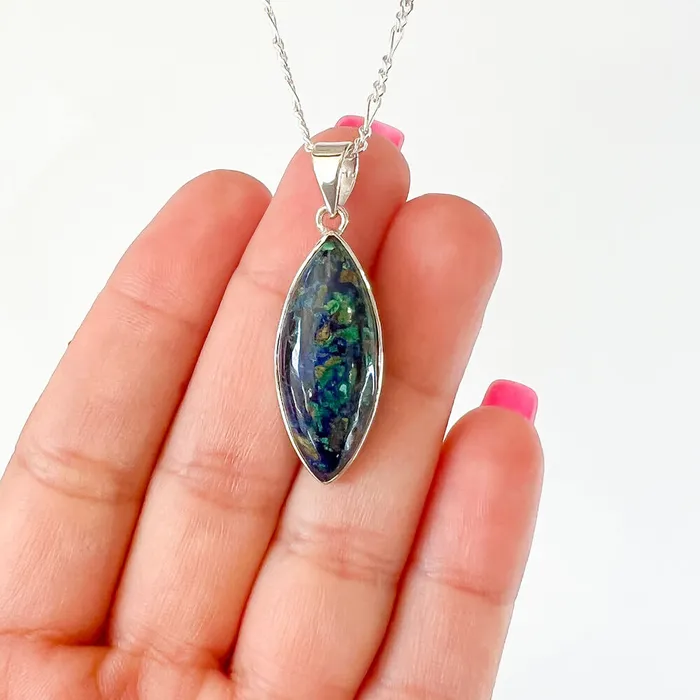 Malachite Azurite Sterling Silver Necklace Magic Crystals Necklaces