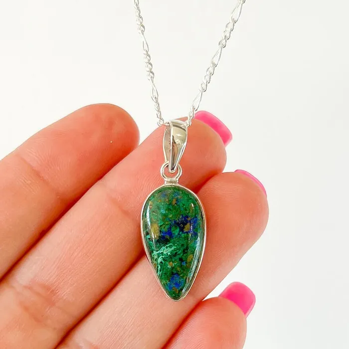 Malachite Azurite Sterling Silver Necklace Magic Crystals Necklaces