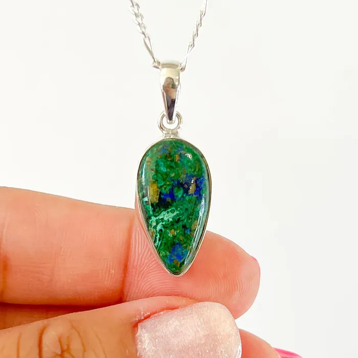 Malachite Azurite Sterling Silver Necklace Magic Crystals Necklaces