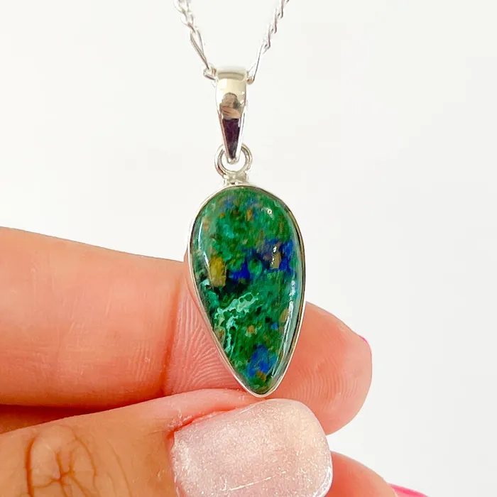 Malachite Azurite Sterling Silver Necklace Magic Crystals Necklaces