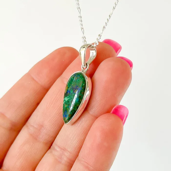 Malachite Azurite Sterling Silver Necklace Magic Crystals Necklaces