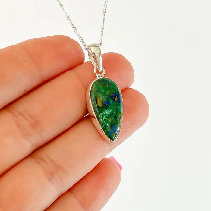 Malachite Azurite Sterling Silver Necklace Magic Crystals Necklaces