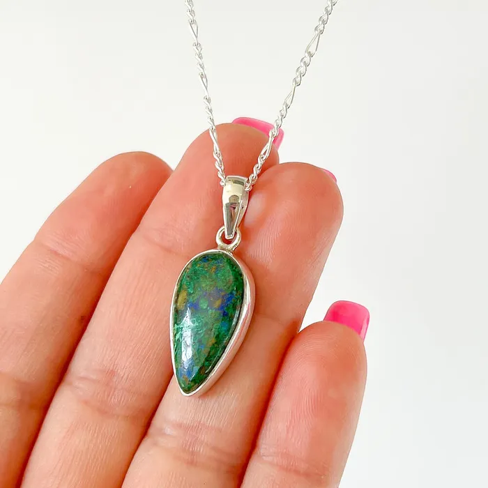 Malachite Azurite Sterling Silver Necklace Magic Crystals Necklaces