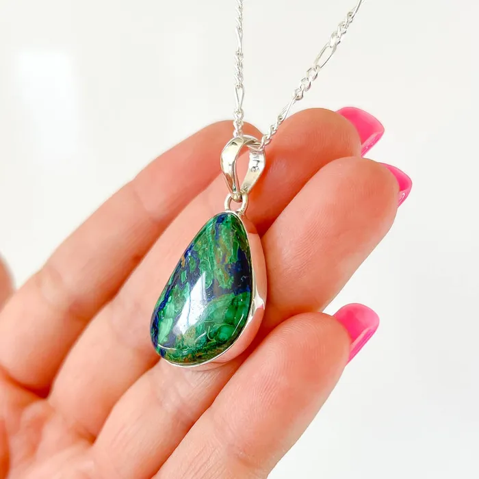 Malachite Azurite Sterling Silver Necklace Magic Crystals Necklaces