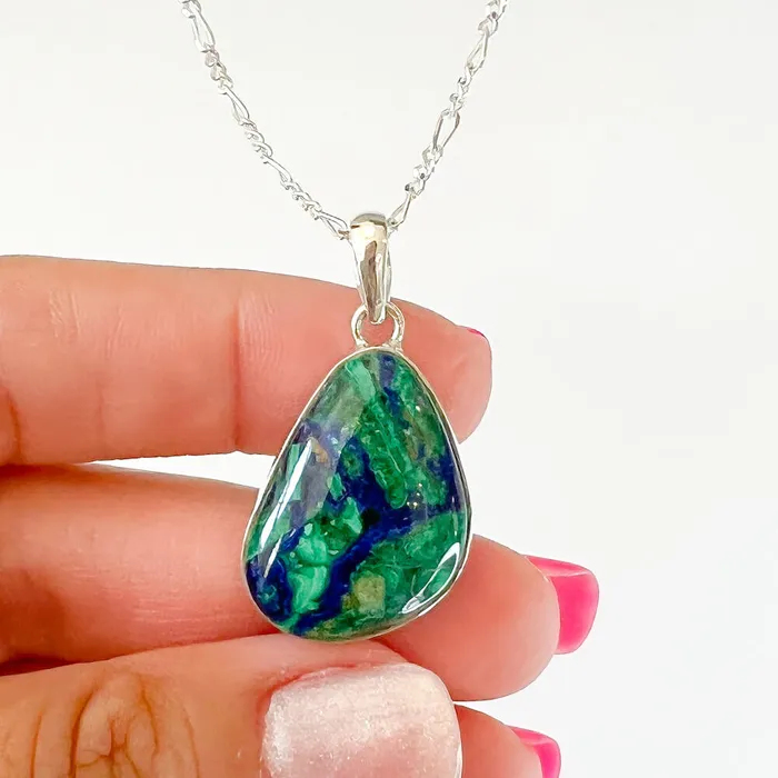 Malachite Azurite Sterling Silver Necklace Magic Crystals Necklaces