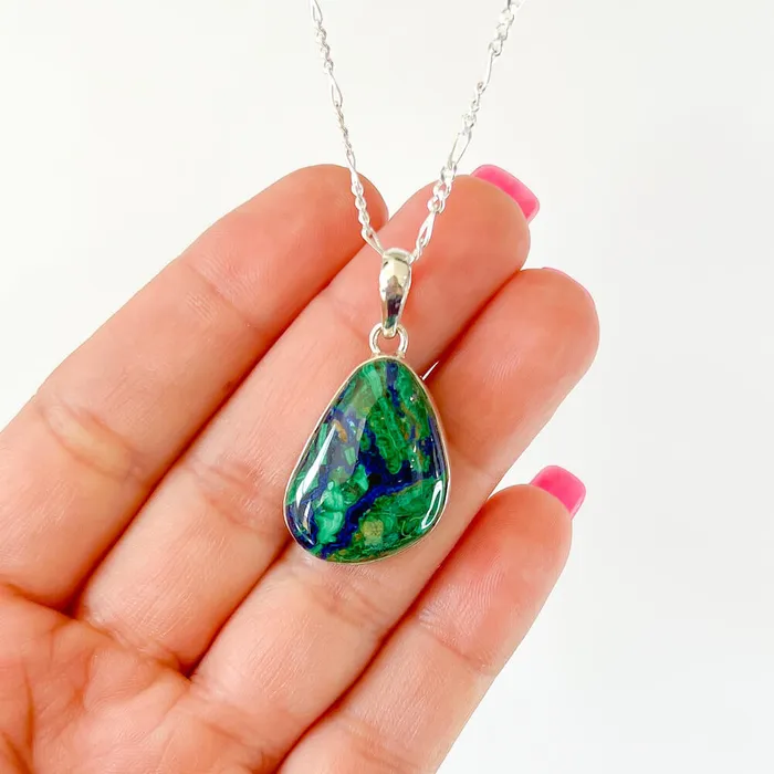 Malachite Azurite Sterling Silver Necklace Magic Crystals Necklaces