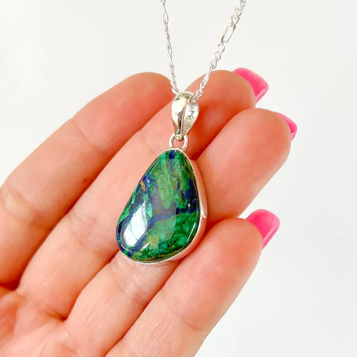 Malachite Azurite Sterling Silver Necklace Magic Crystals Necklaces