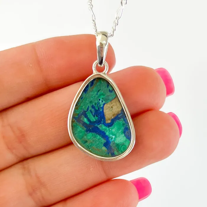 Malachite Azurite Sterling Silver Necklace Magic Crystals Necklaces